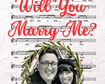 Personalised Christmas PRINT. A3. A4. A5. All I Want For Christmas. Engagement. Nadolig. Unique. Music Print. Songs. Proposal. Marry Me.