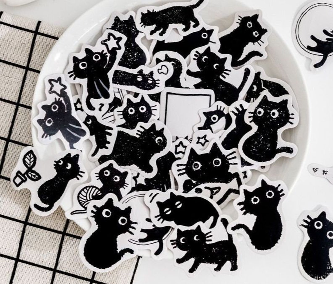 45pcs Black Cat Theme Stickers Pack Decoration Kawaii Cute Scrapbooking ...
