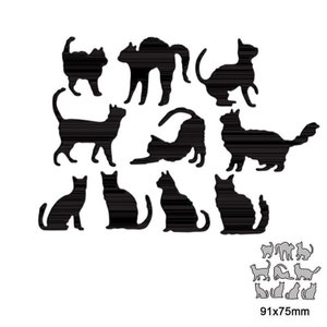 10 pièces silhouettes de chat matrices de découpe en métal scrapbooking papier carte artisanat moule lame
