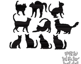 10 pièces silhouettes de chat matrices de découpe en métal scrapbooking papier carte artisanat moule lame