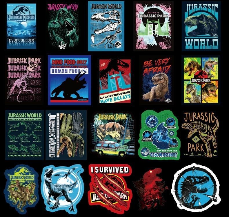 50/75pcs Jurassic Park Stickers Pack Dinosaur Dino Cartoon Graphics - Etsy