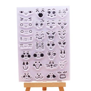 Jeu de tampons en silicone transparent pour dessins animés mignons, expressions d'émotions, fabrication de cartes, album de planification de scrapbooking, album pour travaux manuels, fournitures pour travaux manuels