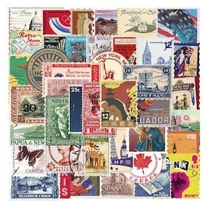 50 sztuk Vintage znaczków pocztowych naklejki retro międzynarodowe pocztowe efemerydy światowe podróże kolekcjonerskie etykiety filatelistyka wystrój do scrapbookingu