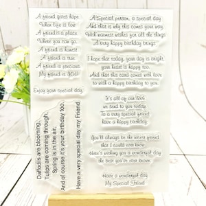 Set di timbri in silicone trasparente per la creazione di biglietti, tema di sentimenti di compleanno per il migliore amico, scrapbooking, planner, album, francobolli, forniture per lavori di carta fai da te