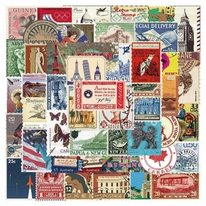 50 stuks retro reisstempelstickers pack poststempel vierkant diy notitieboekje graffiti