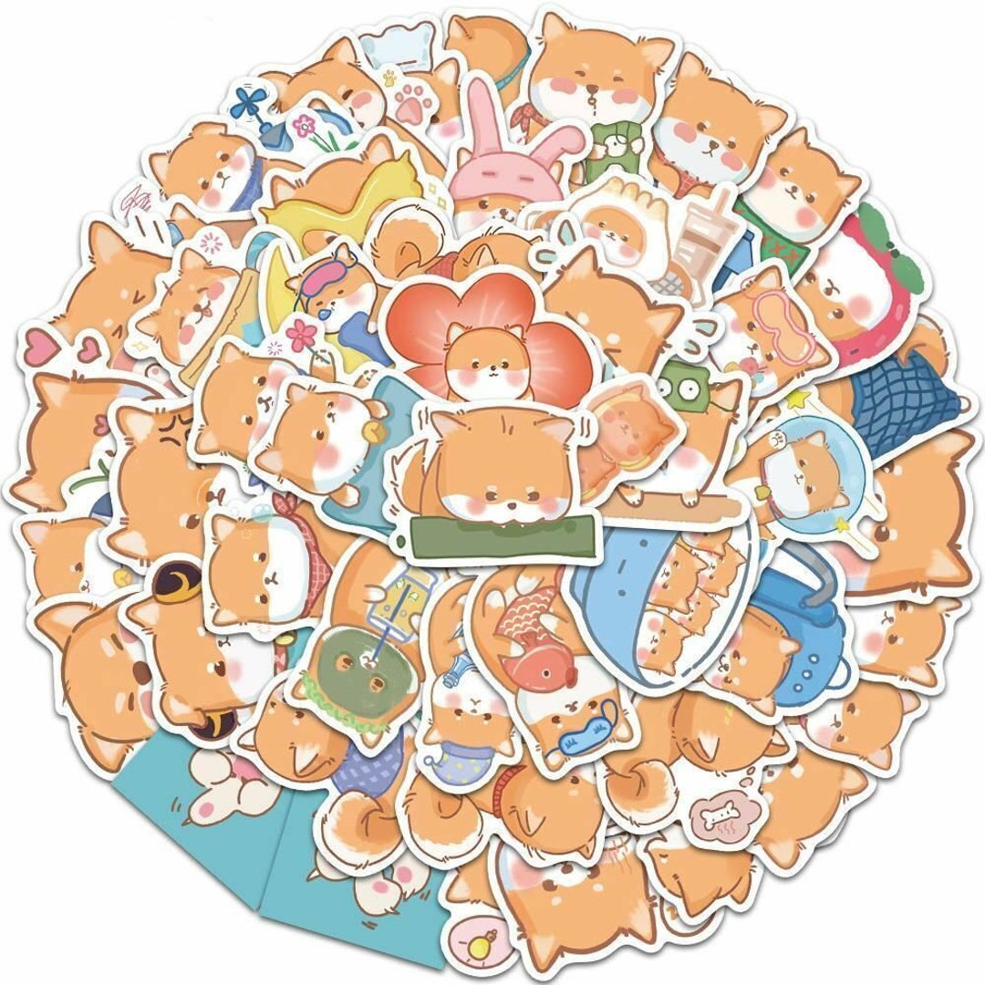 50pcs Cute Cartoon Small Shiba Inu Dog Breed Graffiti Stickers Pack ...