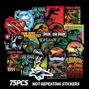 75pcs jurassic park stickers pack dinosaur dino cartoon graphics