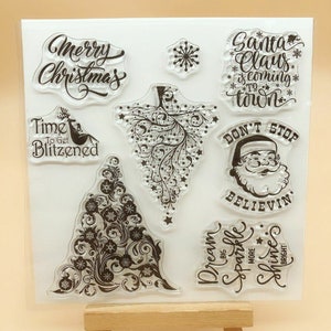 Feliz Natal árvore Papai Noel transparente silicone selos scrapbook cartão álbum artesanato