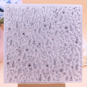 Przezroczyste znaczki gumowe dzikie kwiaty trawa tło diy kartka scrapbook papier rzemieślniczy