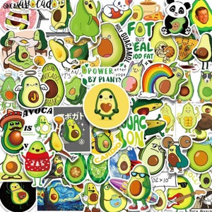 50pcs cartoon funny avocado series stickers pack kawaii food powered by plants