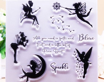 Clear stamps spring magic fairy sparkle diy scrapbook card album craft rubber