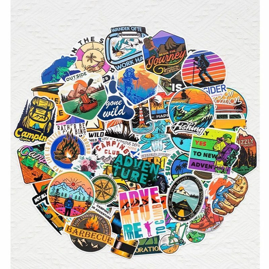 50pcs Outdoor Seaside Travel Scenery Stickers Pack Gone Wild Camping ...