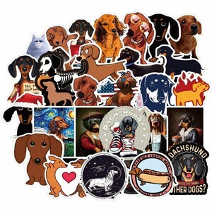 Paquete de 50 pegatinas de dibujos animados de perro salchicha, para amantes de los dueños de razas, lindas y divertidas, para hacer tú mismo