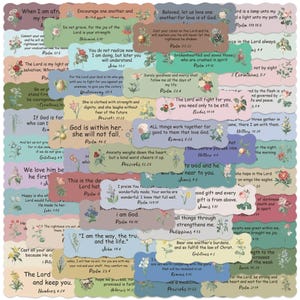 50 pegatinas con frases bíblicas y flores estéticas, inspiradoras, cristianas, para álbumes de recortes, planificadores, diarios, vinilos impermeables.