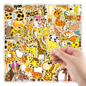 50pcs cute giraffe cartoon graffiti stickers pack zoo safari wild africa animal