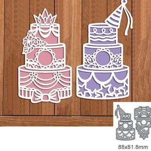 2 pezzi di torta di compleanno a più livelli in metallo fustelle fai da te scrapbooking carte di carta