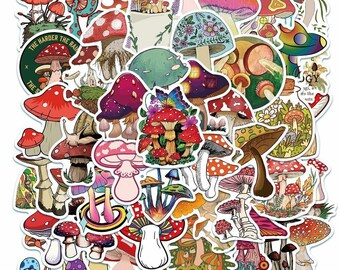 50pcs color mushrooms sticker pack mycology fungi diy notebook scrapbooking