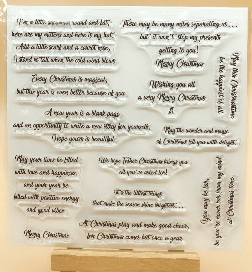 Clear Stamps Rubber Silicone Seal Merry Christmas Greetings Santa Claus Sentiments Wishes Scrapbooking Card Album Paper Craft Diy