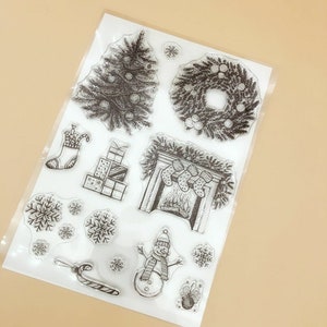 weihnachtsbaum Gefühle Kranz klare Silikon Stempel Scrapbook Karte Album 