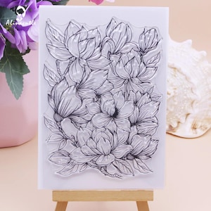 Transparante siliconen bloemenstempelset voor kaarten maken Scrapbooking Planner Album DIY Grote Magnolia Bloeit Achtergrond Stempels Papier ambachtelijke benodigdheden