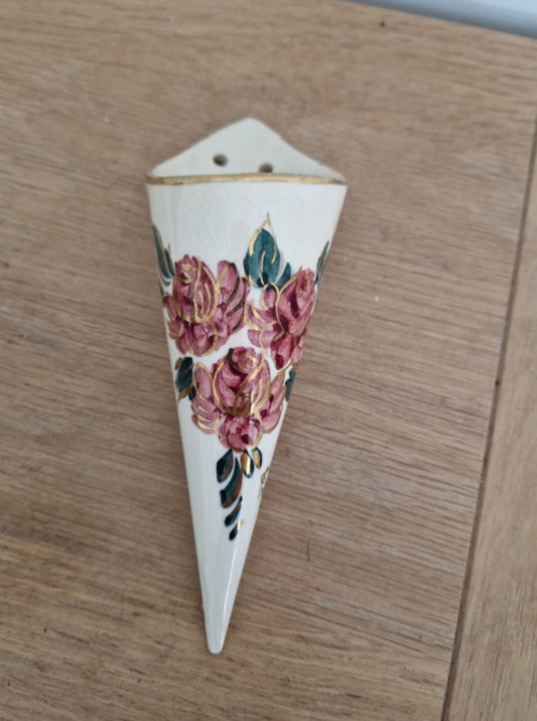 Ceramic Wall Pocket Vase With Floral Design Etsy