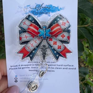 EMT  Paramedic badge reel, Star of Life Glitter badge reel, Star of Life badge, EMS badge reel