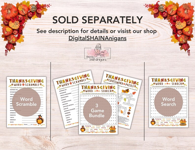 Thanksgiving Crossword Puzzle Game Printable for Kids and Adults ...