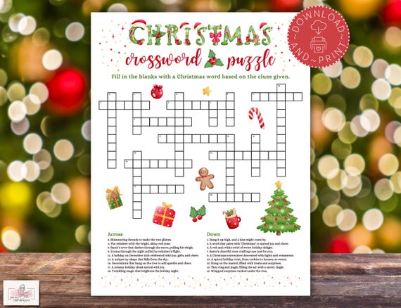 Christmas Crossword Puzzle Game Printable for Kids and Adults, Christmas  Party Game, Crossword Puzzle, Christmas Classroom Activity - Etsy