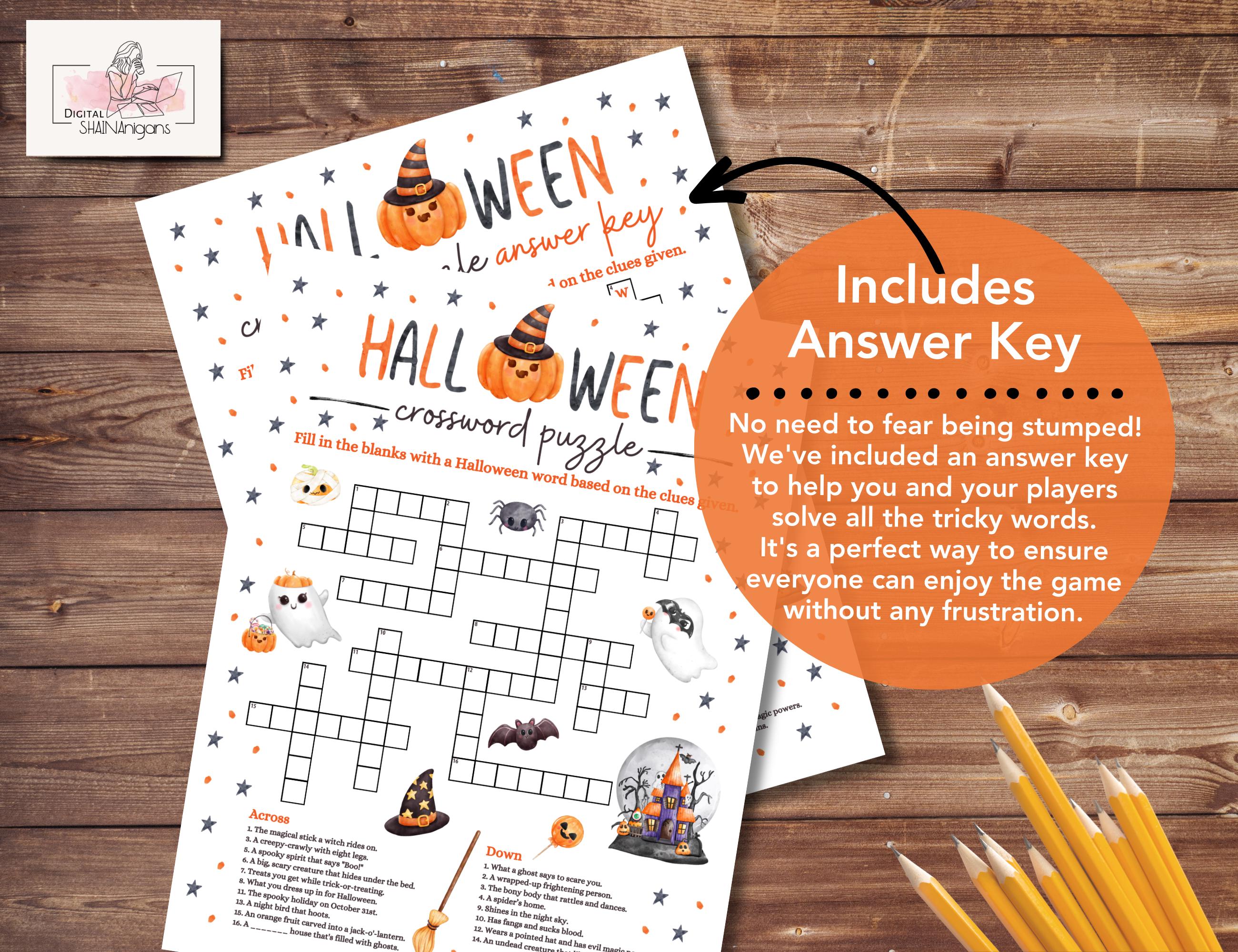 Halloween Crossword Puzzle Game Printable for Kids and Adults, Halloween  Party Game, Crossword Puzzle, Halloween Classroom Activity - Etsy