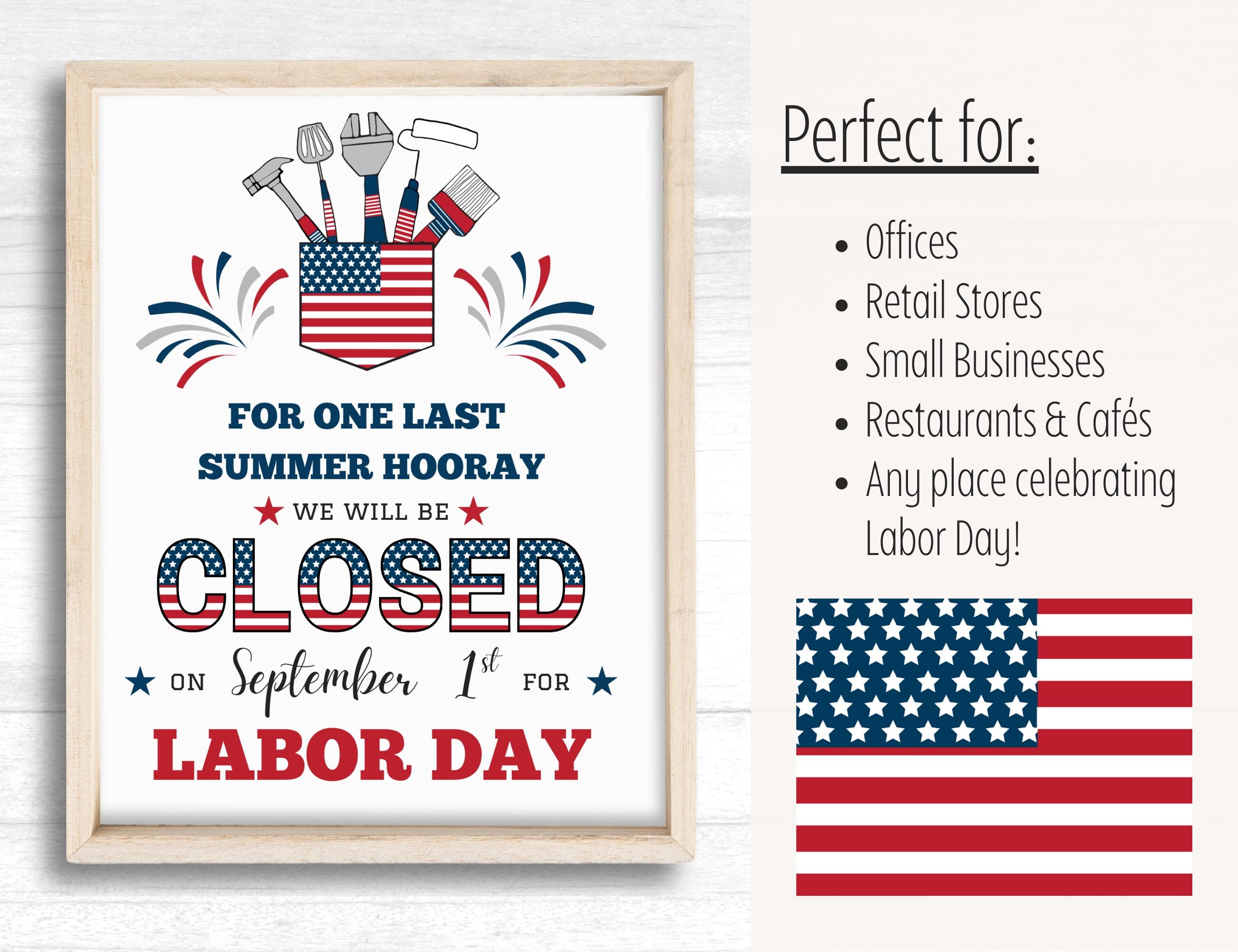 Closed for Labor Day Sign, Closed on Labor Day, Labor Day Sign ...