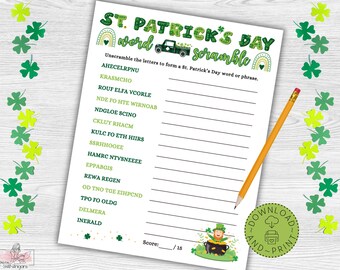 St Patricks Day Word Scramble Game - Etsy