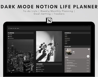 2025 Dark Mode Notion Life Planner / Personal Planner, Digital Planner Template, All in one Life Planner, Minimalist Aesthetic