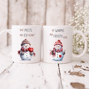 Sneeuwpop kerstmokken: cadeau voor koppels voor hem en haar (11 oz)