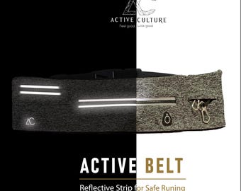 Reflective Running Belt with Phone Holder, 3 Pockets