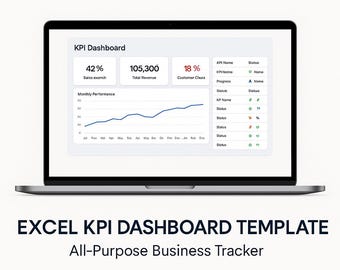 Excel KPI Dashboard Template - All-Purpose Business Tracker (Plug & Play Excel Tool)