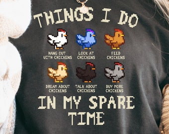 Camiseta de pollo de Stardew Valley, camiseta gamer con arte pixelado, camiseta gráfica cómoda