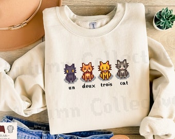 Felpa con cappuccio French Cat Stardew Valley, regalo per lui e per lei, arte dei videogiochi, francese, Crossing, 8 bit, animale, comodo da giocatore, maglione da gioco
