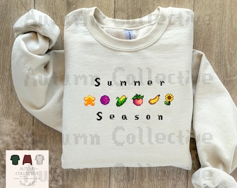 Stardew Valley Sweatshirt, Summer Season Pixel Art, Cozy Gamer Gift