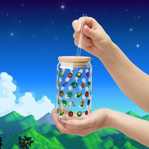 Crops Stardew Valley Sipper Glass Gift for Gamer