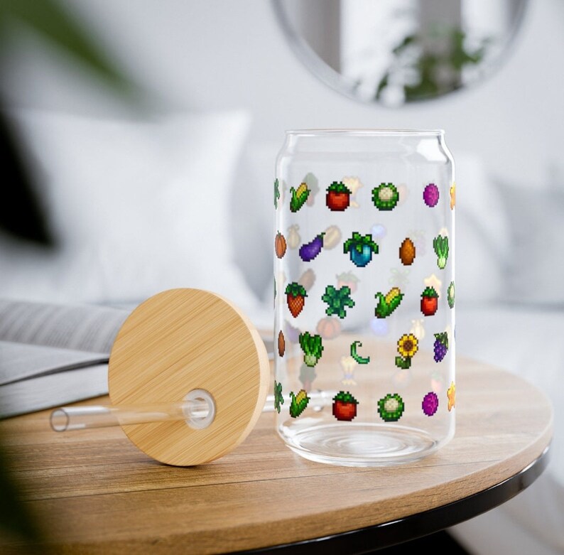 Crops Stardew Valley Sipper Glass Gift for Gamer