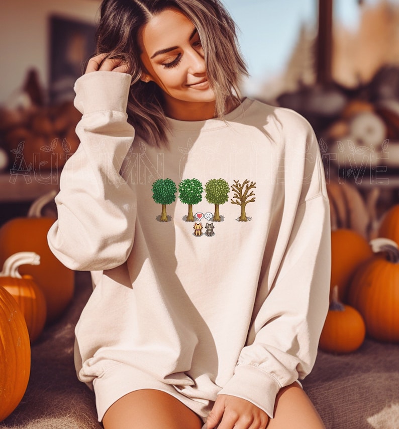 Stardew Valley Fall Trees and Cats Sweatshirt