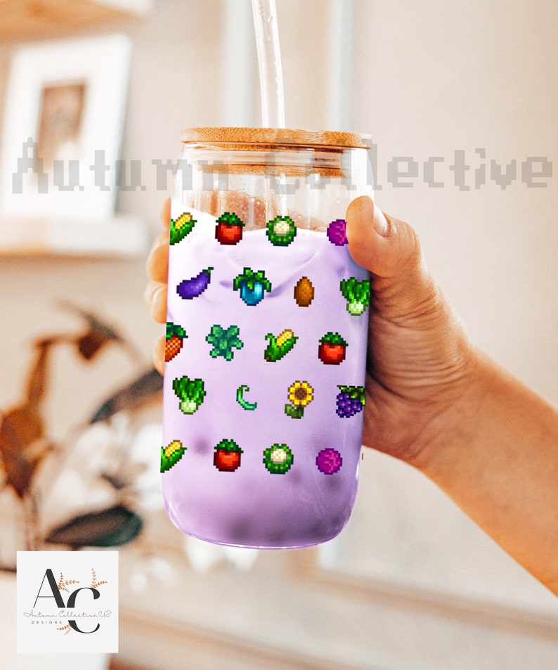 Crops Stardew Valley Sipper Glass Gift for Gamer