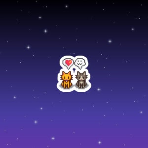 Cat Stardew Valley Sticker, Gift for Him and Her, Video Game Art, Pixel Art, Crossing, 8Bit, Valley, Animal, Cozy Gamer, Laptop Sticker