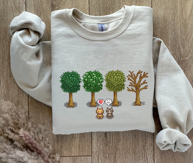 Stardew Valley Fall Trees and Cats Sweatshirt