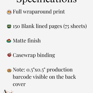 Queen of Sauce Personal Recipe Notebook Specifications
