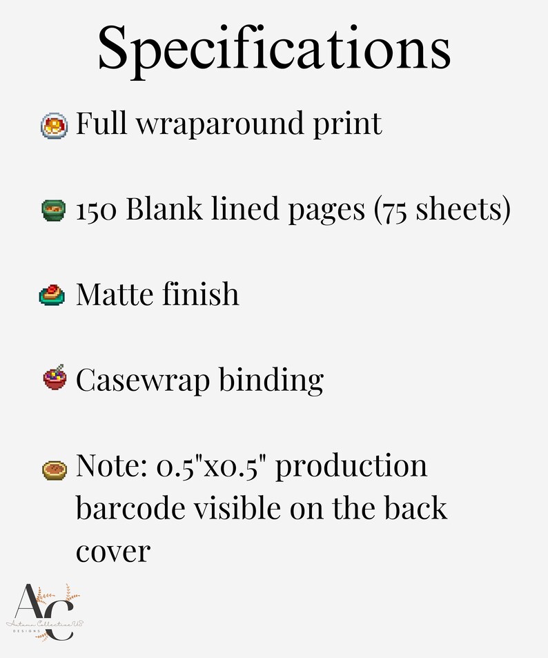 Queen of Sauce Personal Recipe Notebook Specifications