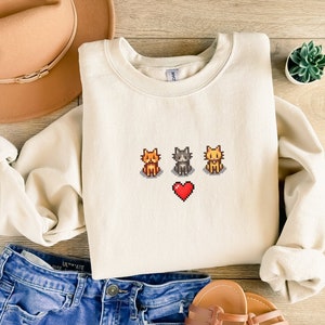 Cat Stardew Valley Sweatshirt: Cozy Pixel Art Gamer Gift