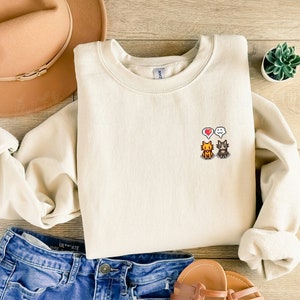 Sweat-shirt Cat Stardew Valley, cadeau pour lui et elle, oeuvres d'art de jeux vidéo, pixel art, croisement, 8 bits, vallée, animal, joueur confortable, jeux