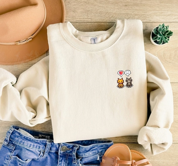 Cat Stardew Valley Sweatshirt, Gift for Him and Her, Video Game Art, Pixel Art, Crossing, 8Bit, Valley, Animal, Cozy Gamer, Gaming