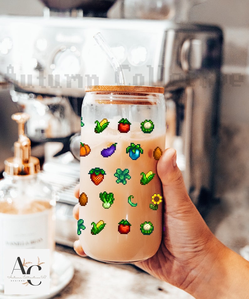 Crops Stardew Valley Sipper Glass Gift for Gamer
